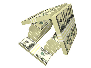 Image showing dollar bills pack money house isolated
