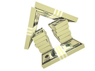 Image showing dollar bills pack money house isolated