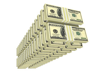 Image showing ordered tall stack of bills isolated