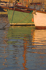 Image showing Yachts and reflections