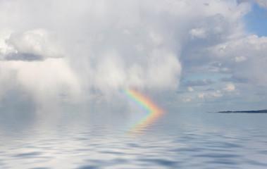 Image showing Rainbow over the Ocean