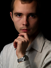 Image showing Young man thinking