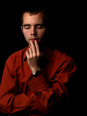 Image showing Young man thinking