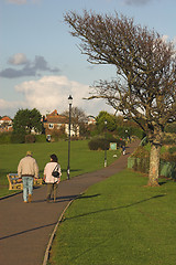 Image showing Couple walking on coastal path