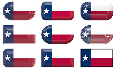 Image showing nine glass buttons of the Flag of Texas