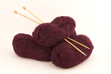 Image showing Knitting wool and needles