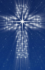 Image showing christian cross in stars