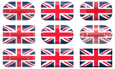 Image showing nine glass buttons of the Flag of the United Kingdom