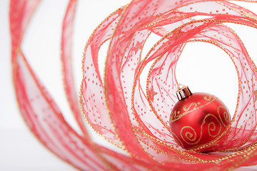 Image showing Bauble and Christmas Ribbon