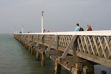 Image showing Seaside pier with people