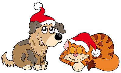Image showing Christmas cat and dog