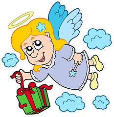 Image showing Flying angel with gift