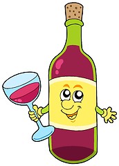 Image showing Cartoon bottle of wine