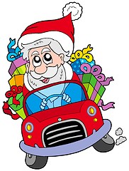 Image showing Santa Claus driving car