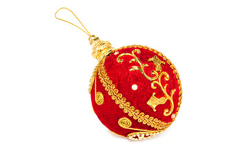 Image showing Red and Golden holiday Bauble