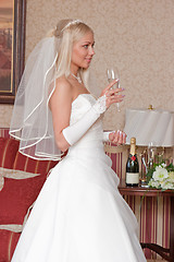 Image showing Bride with glass