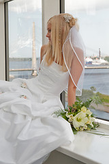 Image showing Bride on the window