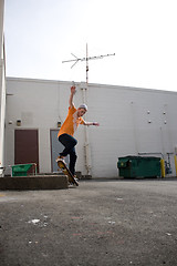 Image showing Skateboarder Grinding