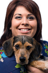 Image showing Woman and Puppy