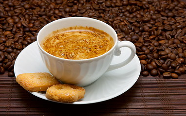 Image showing Coffee cup and grain