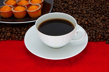 Image showing Coffee cup over red background