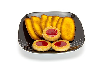 Image showing Plate of cookies isolated on a white background 