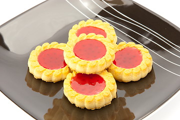 Image showing cookies on plate isolated on white backgrounds