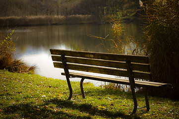 Image showing Empty park bench