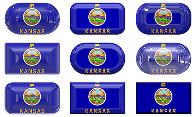 Image showing nine glass buttons of the Flag of Kansas