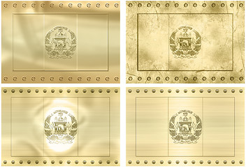 Image showing four gold flags of afghanistan