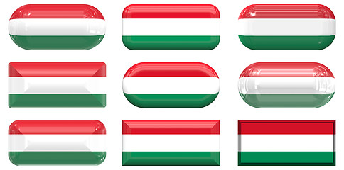 Image showing nine glass buttons of the Flag of Hungary