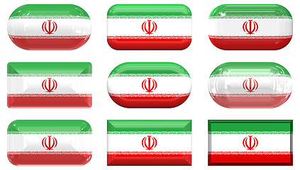 Image showing nine glass buttons of the Flag of Iran