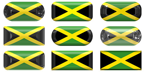 Image showing nine glass buttons of the Flag of Jamaica