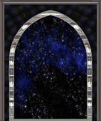 Image showing window looking out to space or night sky