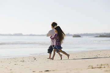 Image showing Kids Running on Beach