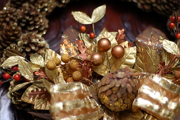 Image showing brown bronze golden holiday wreath