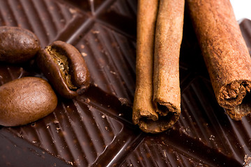 Image showing chocolate, coffee and cinnamon