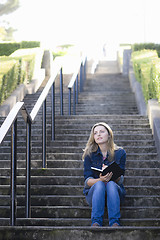 Image showing Teen Girl on Stairway
