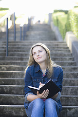 Image showing Teen Girl on Stairway