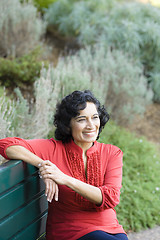 Image showing Woman on Park Bench