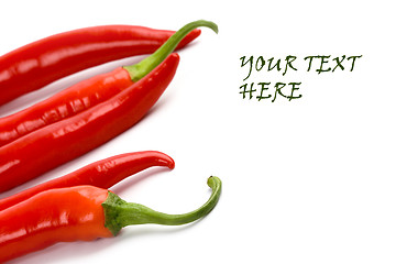 Image showing five red chilly peppers