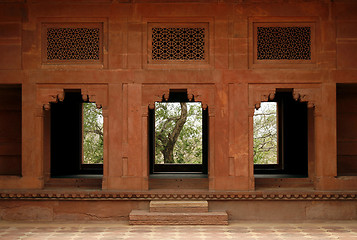 Image showing Doorway to an abandoned temple in Fatehpur Sikri complex, Rajast