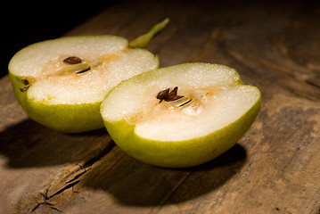 Image showing fresh pear cutted  in half