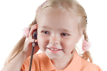 Image showing Little girl with mobile