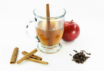 Image showing Hot apple cider in glass over white 02. 