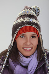 Image showing Portrait of a woman in winter