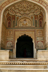 Image showing An entrance to a temple in Amber Fort complex, Rajasthan, India