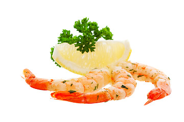 Image showing Shrimp With Lemon Wedge