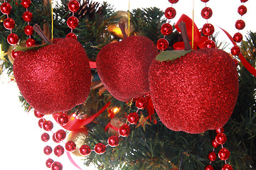 Image showing vintage apple-shaped christmas balls