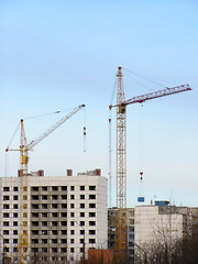 Image showing Buildings and cranes